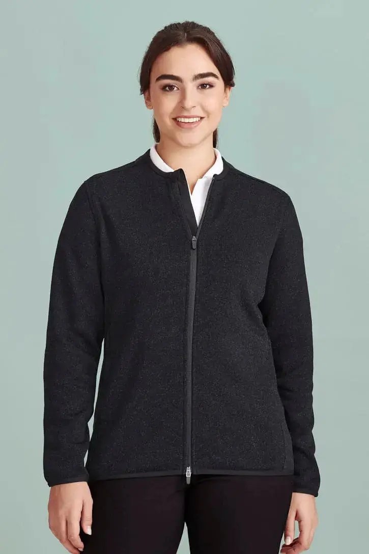 Biz Care Nova Womens Knit Jacket CO342LJ Flash Uniforms Navy Marle XS