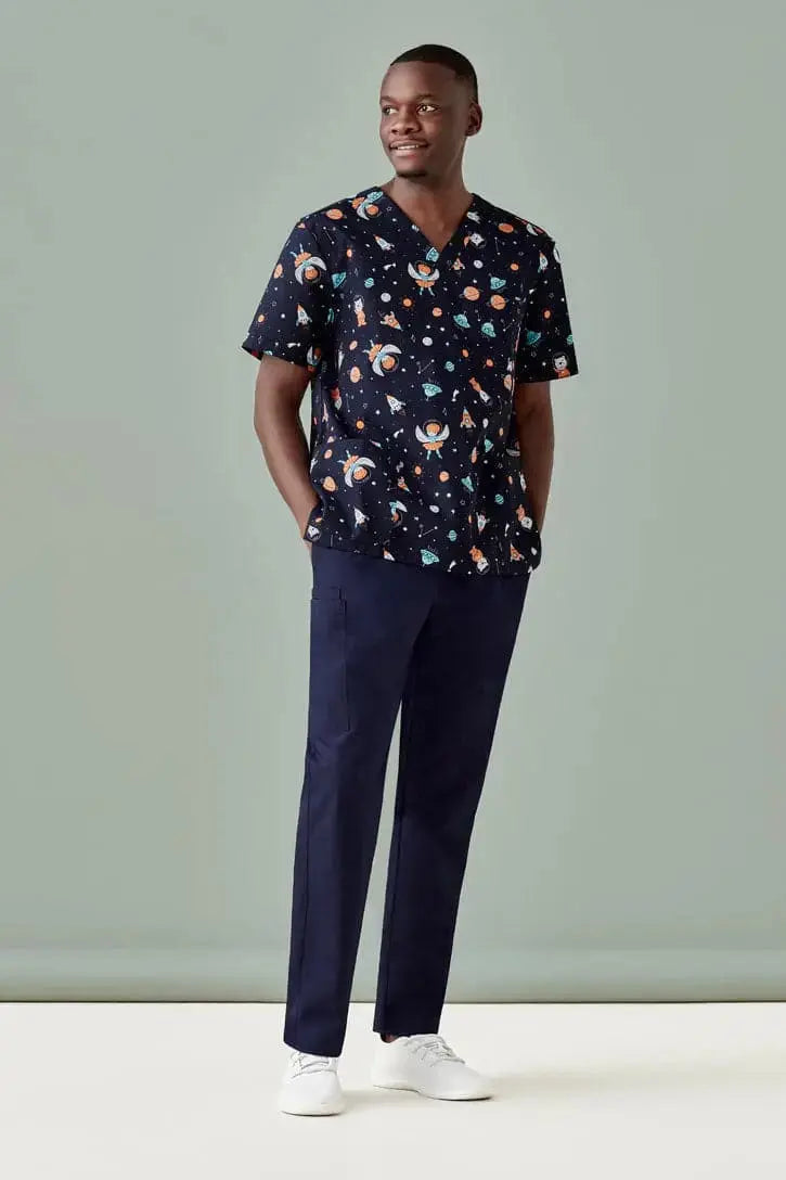 Mens Printed Space Party Scrub Top CST148MS - Simply Scrubs Australia