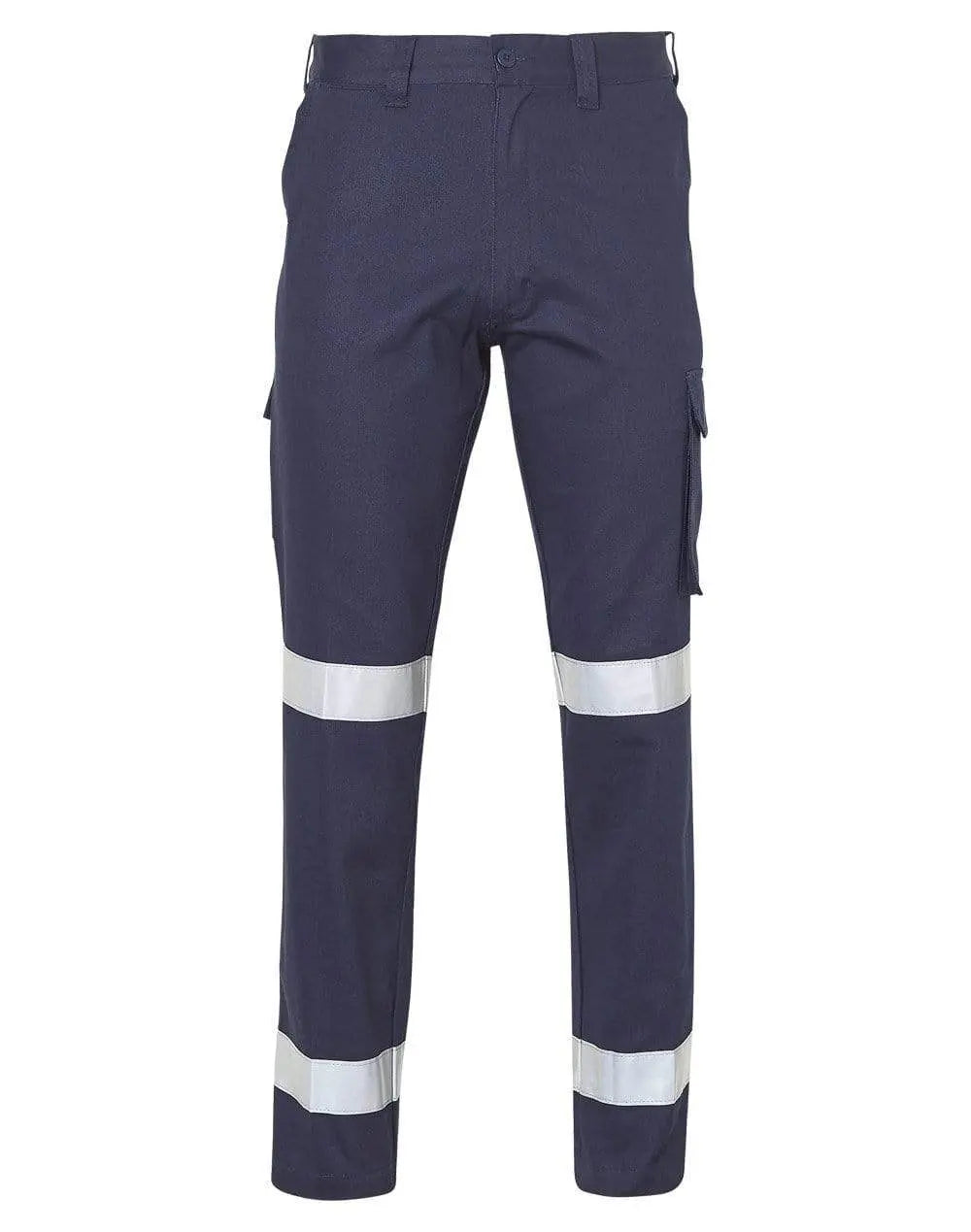 Pre-shrunk Drill Pants With 3m Tapes Stout Size WP08HV Work Wear Australian Industrial Wear 87S Navy (Double Reflective Tapes)