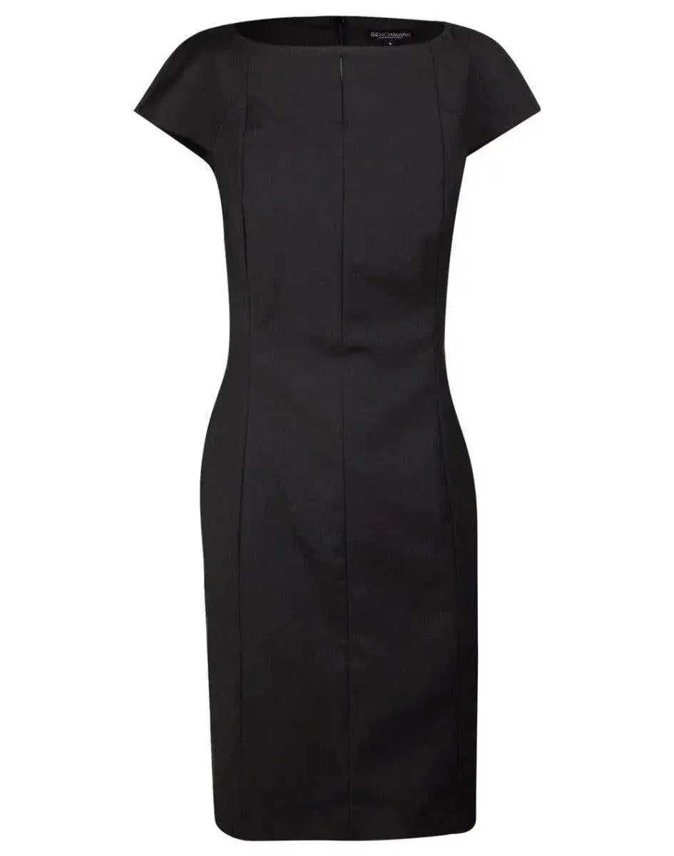 BENCHMARK Ladies’ Wool Blend Stretch Cap Sleeve Dress M9281 Metro Workwear.