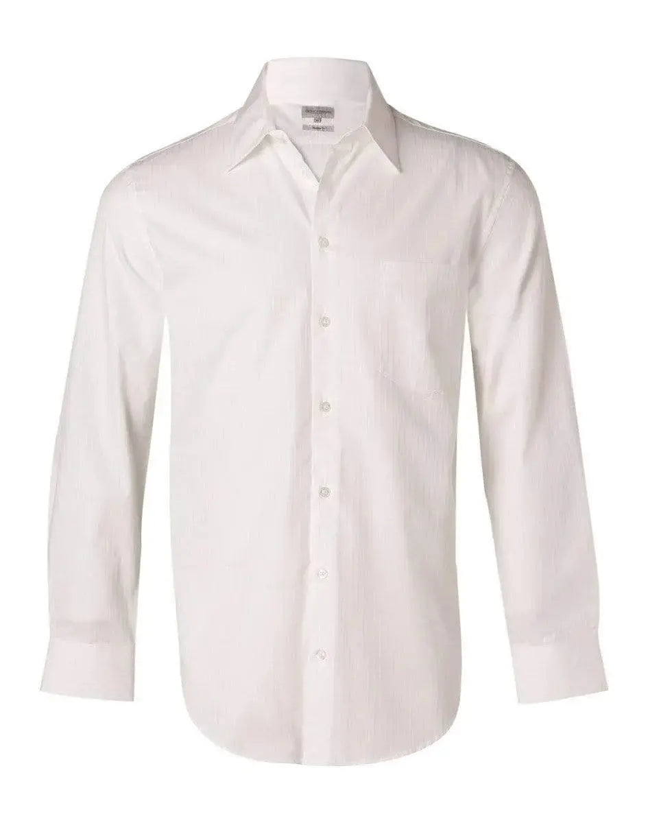 BENCHMARK Men's Self Stripe Long Sleeve Shirt M7100L Metro Workwear.
