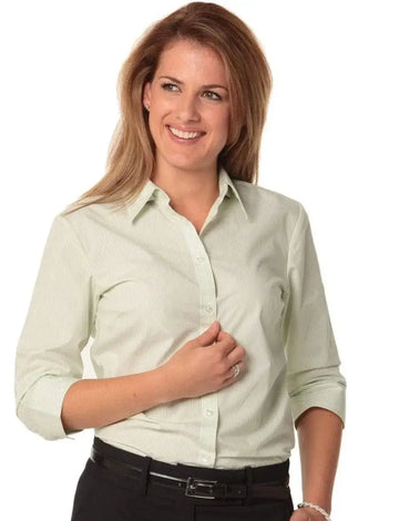 BENCHMARK Women's Balance Stripe 3/4 Sleeve Shirt M8233 Metro Workwear.