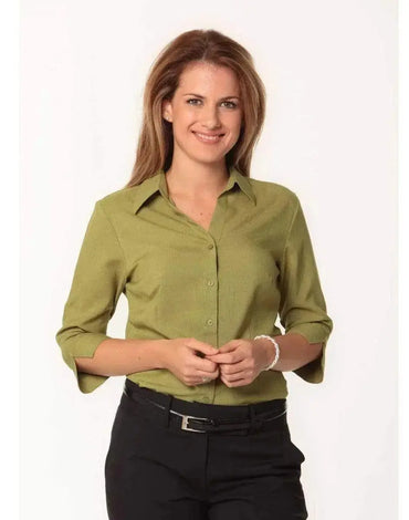 BENCHMARK Women's CoolDry 3/4 Sleeve Shirt M8600Q Corporate Wear Benchmark Avocado 6