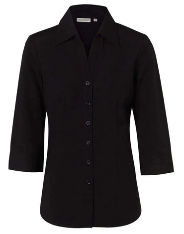 BENCHMARK Women's Cotton/Poly Stretch 3/4 Sleeve Shirt M8020Q Metro Workwear.