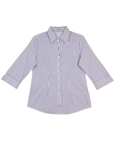 BENCHMARK Women's Executive Sateen Stripe 3/4 Sleeve Shirt M8310Q Metro Workwear.