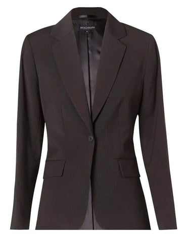 BENCHMARK Women's Poly/Viscose Stretch Stripe One Button Cropped Jacket M9208 Metro Workwear.