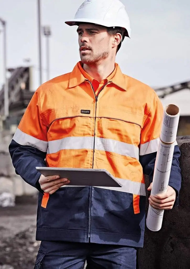 SYZMIK Men’s Hi Vis Cotton Drill Jacket ZJ590 Work Wear Syzmik
