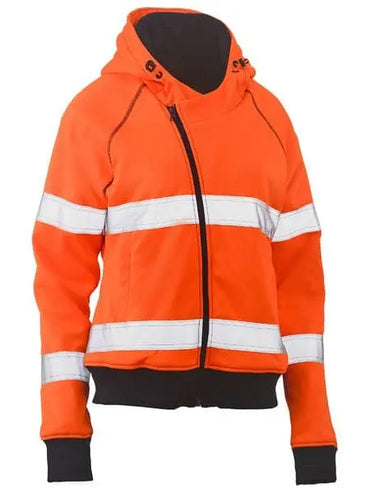Bisley Women's Taped Hi Vis Fleece Zip Front Hoodie With Sherpa Lining BKL6819T - City Workwear