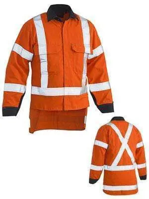 Bisley Workwear Work Wear ORANGE (BVEO) / S BISLEY WORKWEAR tencate tecasafe plus 700 X taped hi vis TTMC-W FR vented shirt BS8349XT