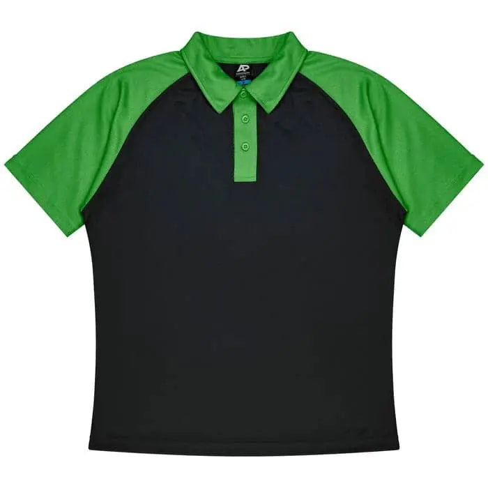 Aussie Pacific Manly Mens Polo 1318 Aussie Pacific BLACK/KAWA GREEN S