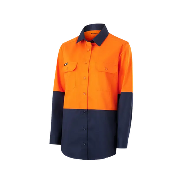 KingGee Women's Hi Vis Vented Spliced Long Sleeve Work Shirt K44222  Metro Workwear