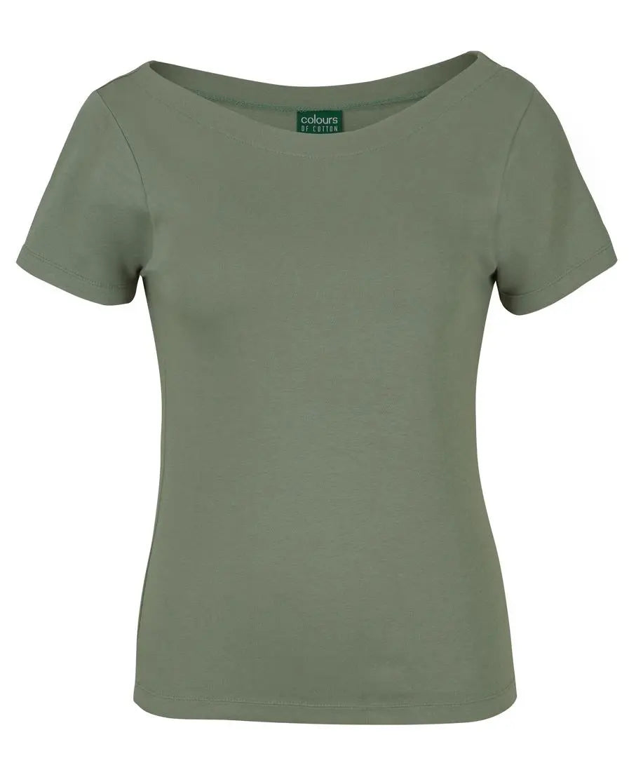 C Of C  Women's Short Sleeve Boat Neck Tee 1BTS