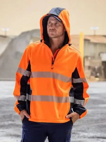 Bisley Workwear Hi Vis Water Repellent Taped Fleece Hoodie BK6571T Bisley Workwear