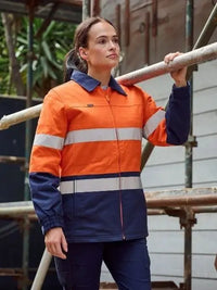 Bisley Women's Taped Hi Vis Drill Jacket BKL6710T Bisley Workwear