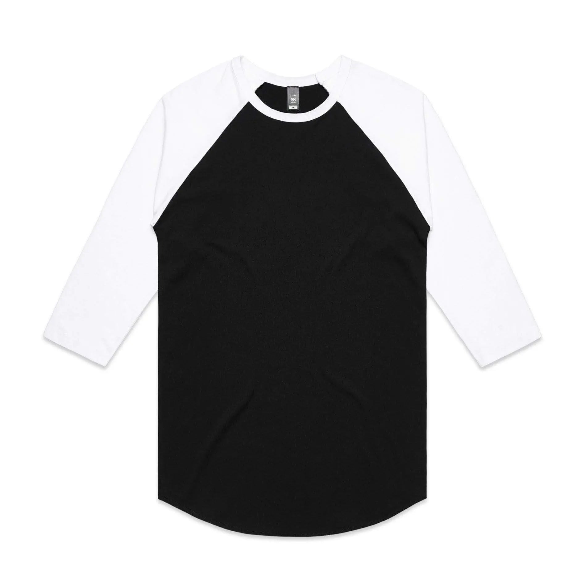 As Colour Men's raglan tee 5012 Casual Wear As Colour BLACK/WHITE XSM 