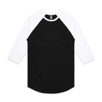 As Colour Men's raglan tee 5012 Casual Wear As Colour BLACK/WHITE XSM 