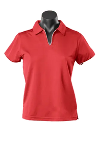 Aussie Pacific Ladies Yarra Polo Shirt 2302 Casual Wear Aussie Pacific Red/White 16-18 