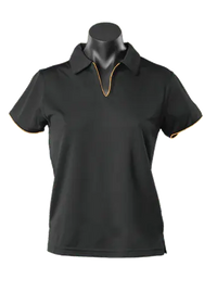 Aussie Pacific Ladies Yarra Polo Shirt 2302 Casual Wear Aussie Pacific Black/Gold 16-18 