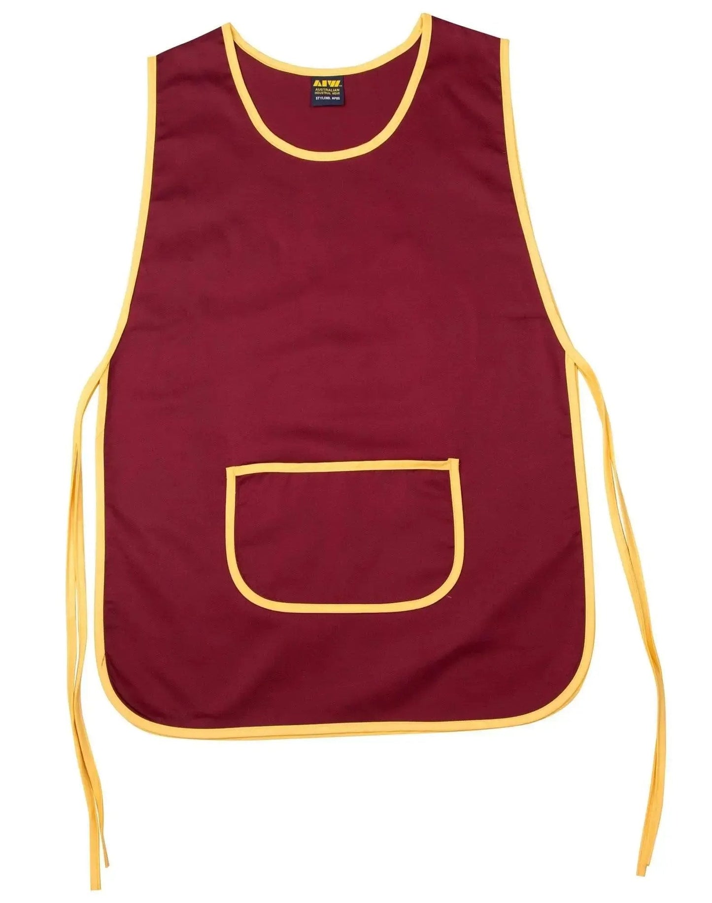 Australian Industrial Wear Hospitality & Chefwear Maroon/Gold Ladies' Smock Apron AP05