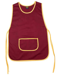 Australian Industrial Wear Hospitality & Chefwear Maroon/Gold Ladies' Smock Apron AP05
