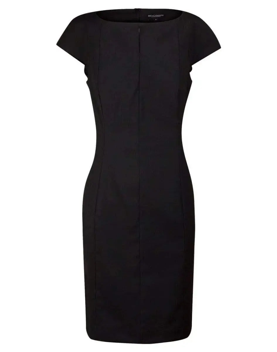 BENCHMARK Ladies’ Wool Blend Stretch Cap Sleeve Dress M9281 Metro Workwear.