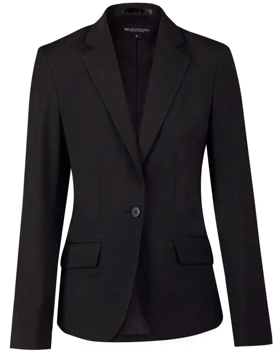 BENCHMARK Ladies’ Wool Blend Stretch One Button Cropped Jacket M9201 Metro Workwear.