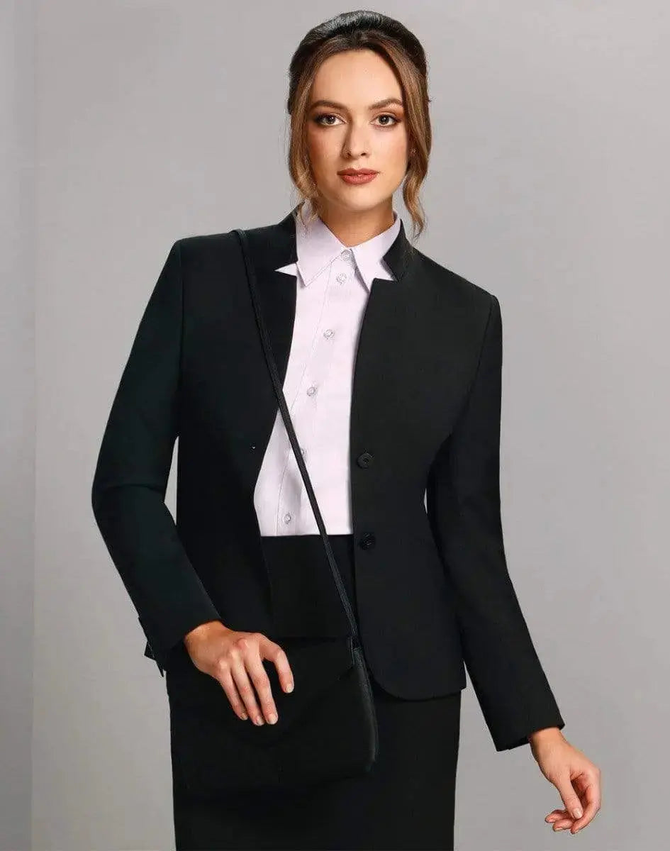 BENCHMARK Ladies’ Wool Blend Stretch Reverse Lapel Jacket M9202 Metro Workwear.