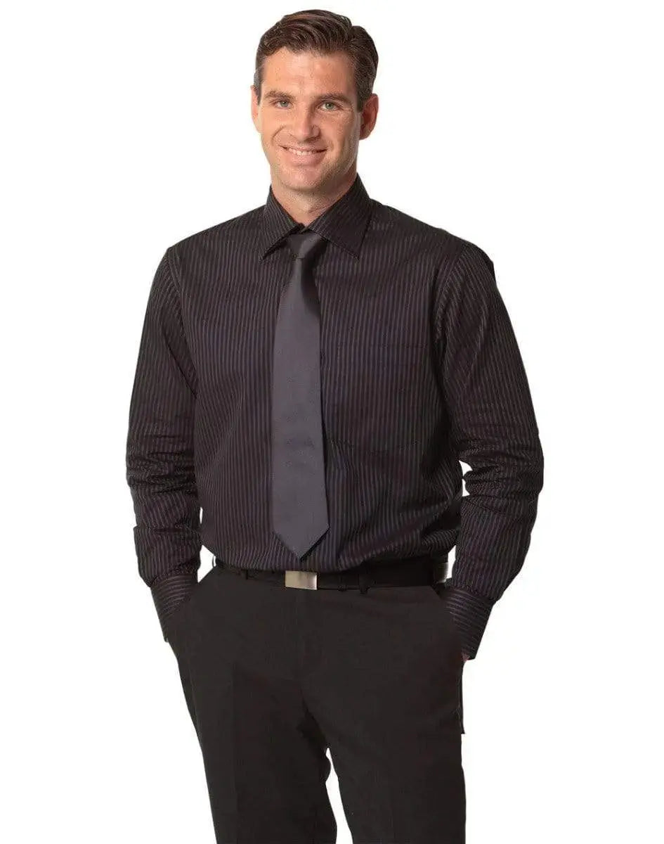BENCHMARK Men's Dobby Stripe long sleeve shirt M7132 Metro Workwear.