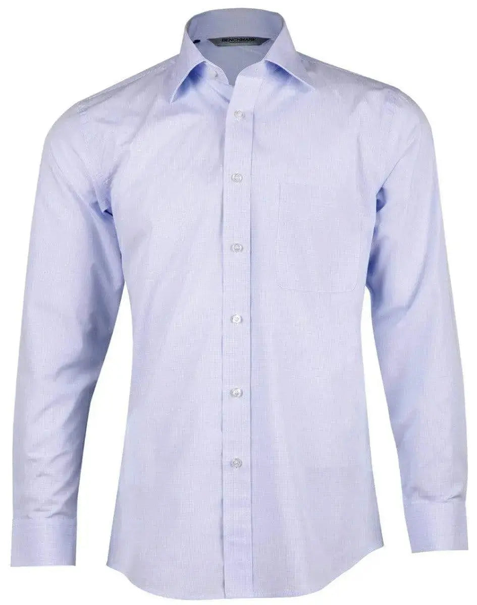 BENCHMARK Men’s Mini Check Premium cotton long sleeve shirt M7362 Metro Workwear.