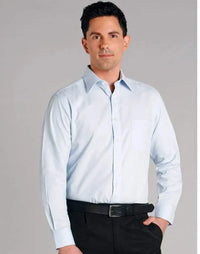 BENCHMARK Men's Mini Herringbone Long Sleeve Shirt M7112 Metro Workwear.