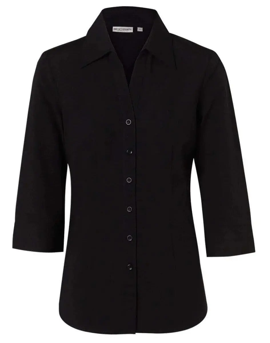 BENCHMARK Women's Cotton/Poly Stretch 3/4 Sleeve Shirt M8020Q Metro Workwear.