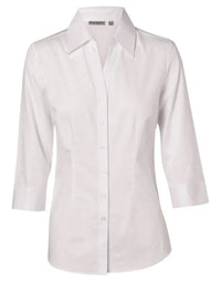 BENCHMARK Women's Cotton/Poly Stretch 3/4 Sleeve Shirt M8020Q Metro Workwear.