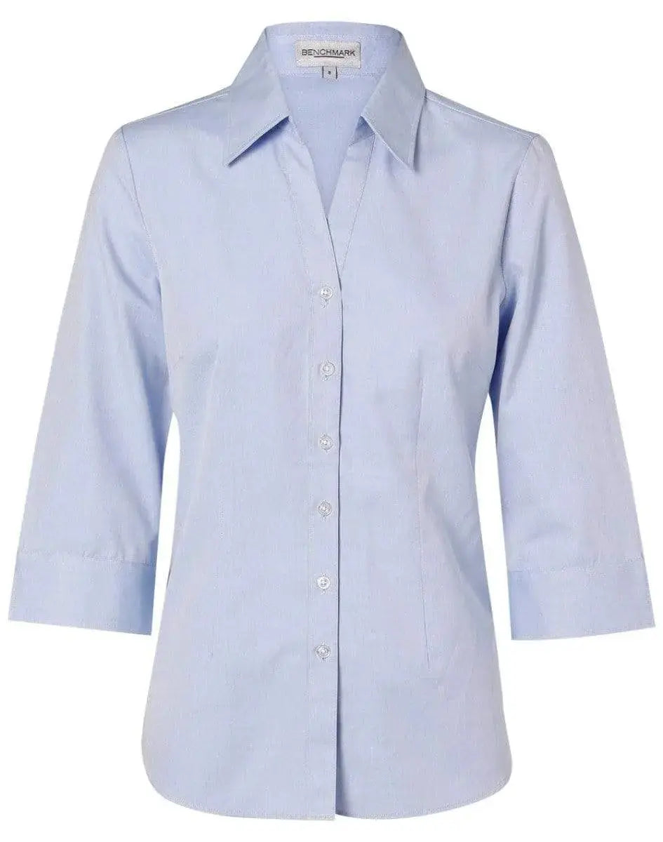 BENCHMARK Women's CVC Oxford 3/4 Sleeve Shirt M8040Q Metro Workwear.