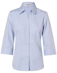 BENCHMARK Women's CVC Oxford 3/4 Sleeve Shirt M8040Q Metro Workwear.