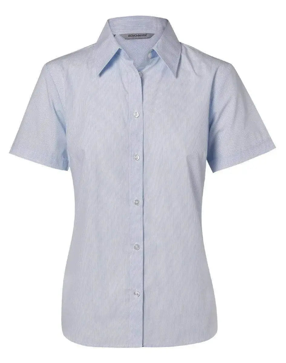 BENCHMARK Women's Fine Stripe Short Sleeve Shirt M8211 Metro Workwear.