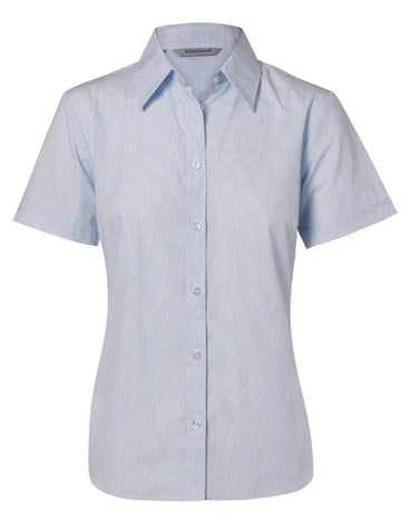 BENCHMARK Women's Fine Stripe Short Sleeve Shirt M8211 Metro Workwear.