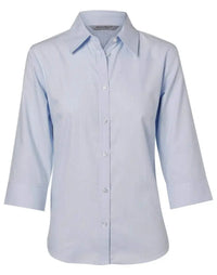 BENCHMARK Women's Mini Herringbone 3/4 Sleeve Shirt M8113 Metro Workwear.