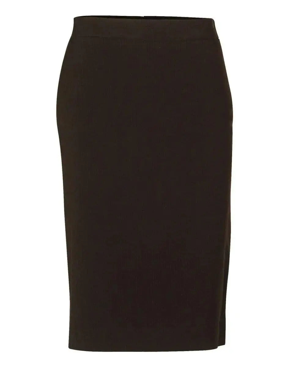 BENCHMARK Women's Poly/Viscose Stretch Stripe Mid Length Lined Pencil Skirt M9472 Metro Workwear.