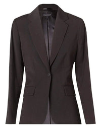 BENCHMARK Women's Poly/Viscose Stretch Stripe One Button Cropped Jacket M9208 Metro Workwear.