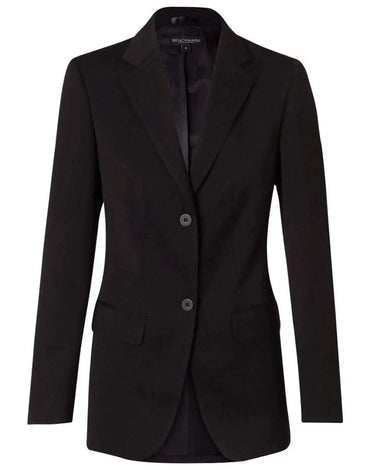 BENCHMARK Women's Poly/Viscose Stretch Two Buttons Mid Length Jacket M9206 Metro Workwear.