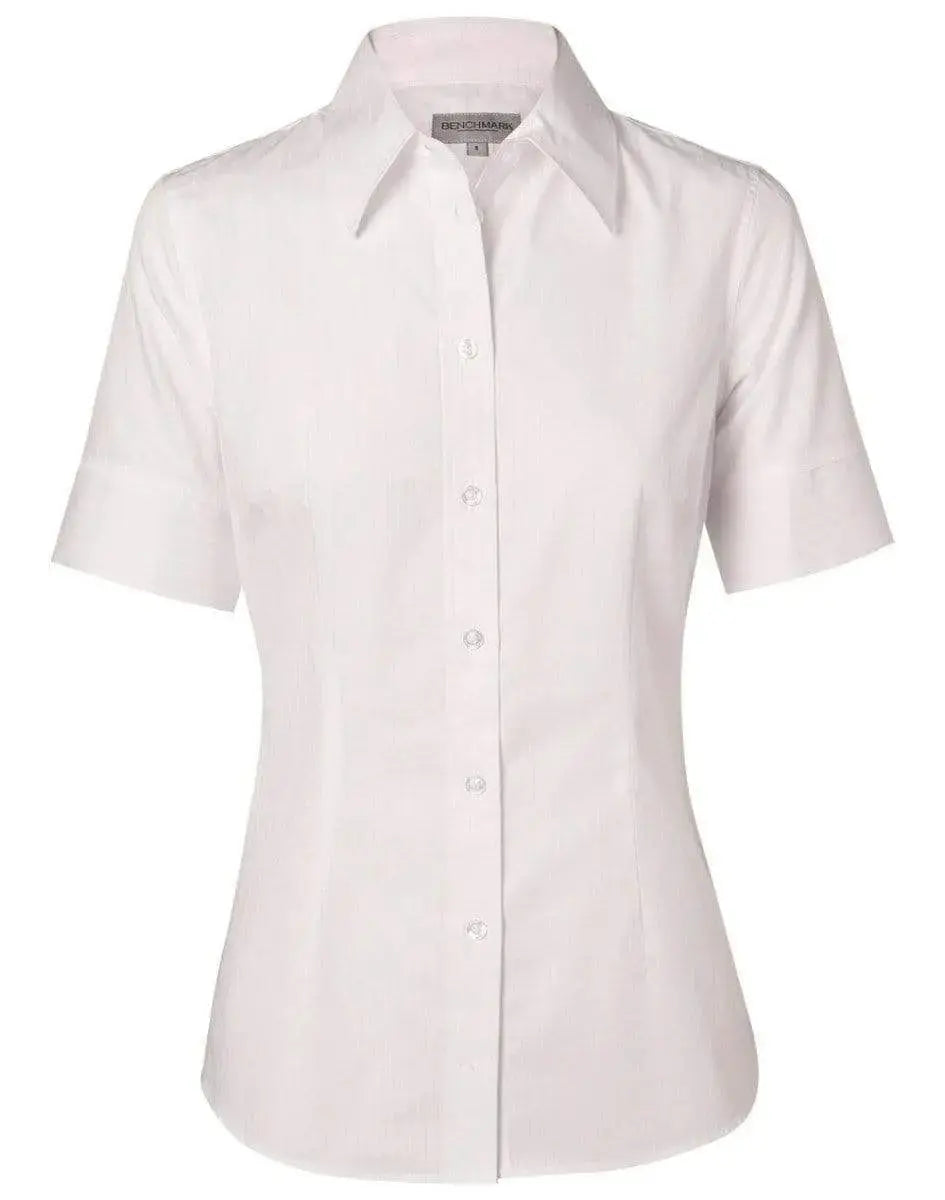 BENCHMARK Women's Self Stripe Short Sleeve Shirt M8100S Metro Workwear.