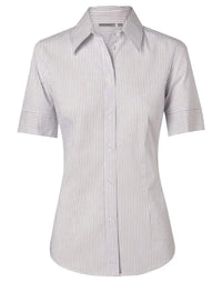 BENCHMARK Women's Ticking Stripe Short Sleeve Shirt M8200S Metro Workwear.
