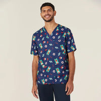Unisex Christmas Santa Pool Party Scrub Top CATRGK - City Workwear