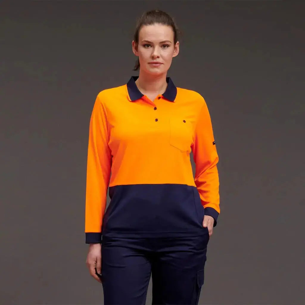 KingGee Women's HyperFreeze Spliced Long Sleeve Work Polo Shirt K44730 KingGee