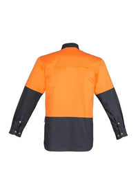 Syzmik Men’s Hi-Vis Spliced Industrial Shirt ZW122 Work Wear Syzmik Orange/Charcoal S 