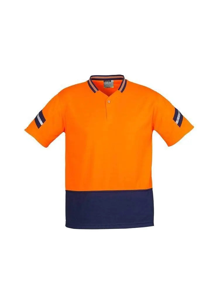 SYZMIK Men’s Hi Vis Astro Polo ZH245 Work Wear Syzmik Orange/Navy S 