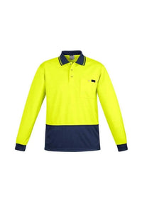 SYZMIK mens comfort back l/s polo zh410 Work Wear Syzmik Yellow/Navy S 