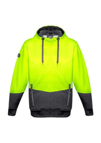 SYZMIK Unisex Hi-Vis Textured Jacquard Hoodie ZT477 Work Wear Syzmik Yellow/Charcoal XXS 