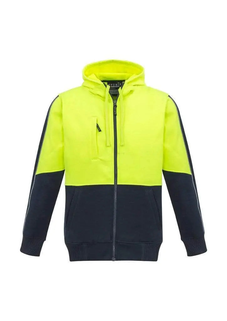 Syzmik Workwear Unisex Hi Vis Full Zip Hoodie ZT485 Work Wear Syzmik XXS Yellow/Navy 