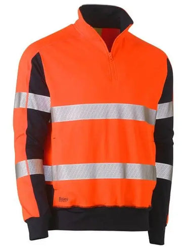 Bisley Taped Two Tone Hi Vis Contrast Stretchy 1/4 Zip Pullover BK6817T - City Workwear